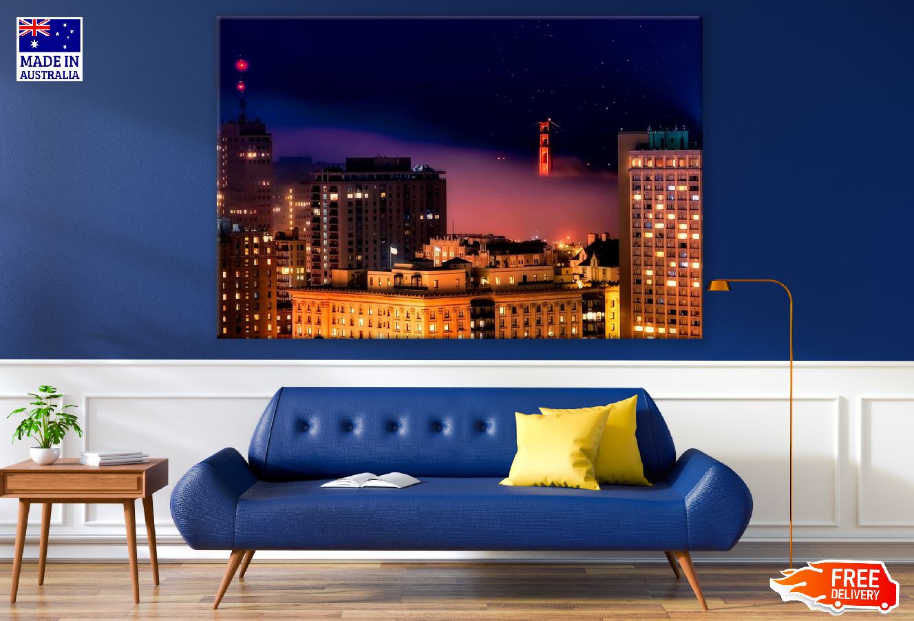 San Francisco City in California Night View Photograph Print 100% Australian Made