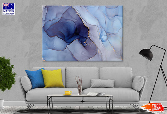 Blue Grey & Gold Abstract Design Print 100% Australian Made