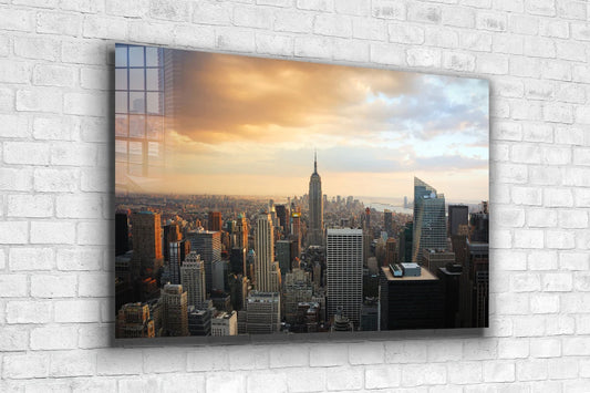 New York City Sunset Print Tempered Glass Wall Art 100% Made in Australia Ready to Hang