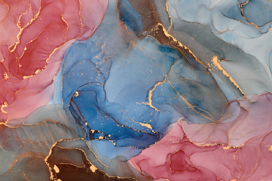 Blue Pink & Gold Abstract Design Home Decor Premium Quality Poster Print Choose Your Sizes