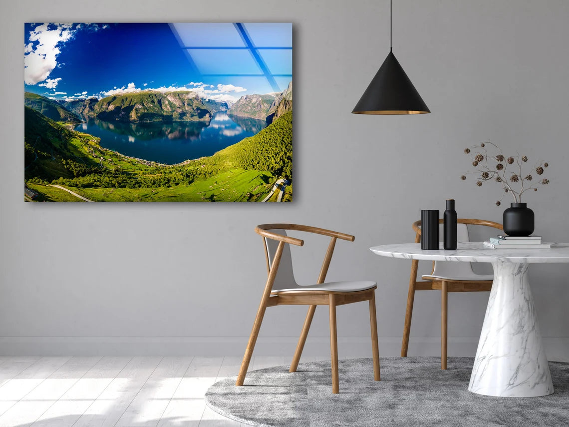 Lake Surrounded by Mountain Scenery Photograph Acrylic Glass Print Tempered Glass Wall Art 100% Made in Australia Ready to Hang