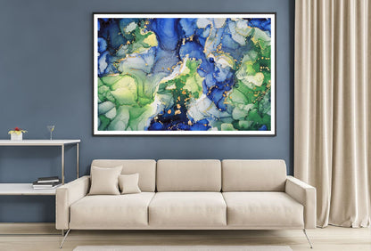 Dark Blue & Green Gold Abstract Design Home Decor Premium Quality Poster Print Choose Your Sizes