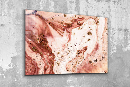 Pink Beige Abstract Print Tempered Glass Wall Art 100% Made in Australia Ready to Hang