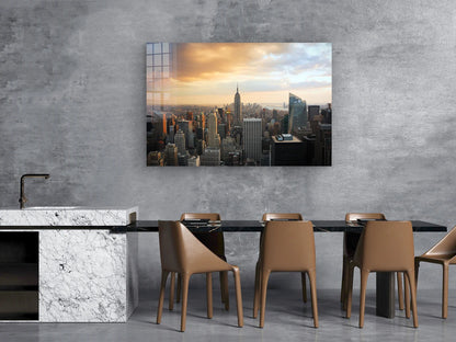 New York City Sunset Print Tempered Glass Wall Art 100% Made in Australia Ready to Hang