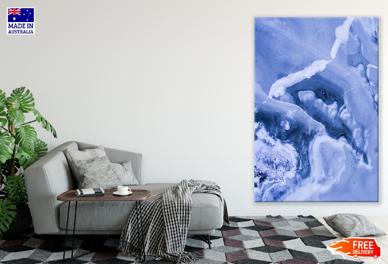 White & Blue Abstract Design Print 100% Australian Made