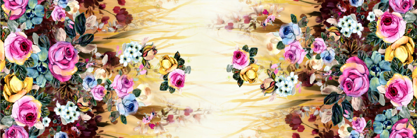 Panoramic Canvas Colorful Flowers Painting High Quality 100% Australian Made Wall Canvas Print Ready to Hang
