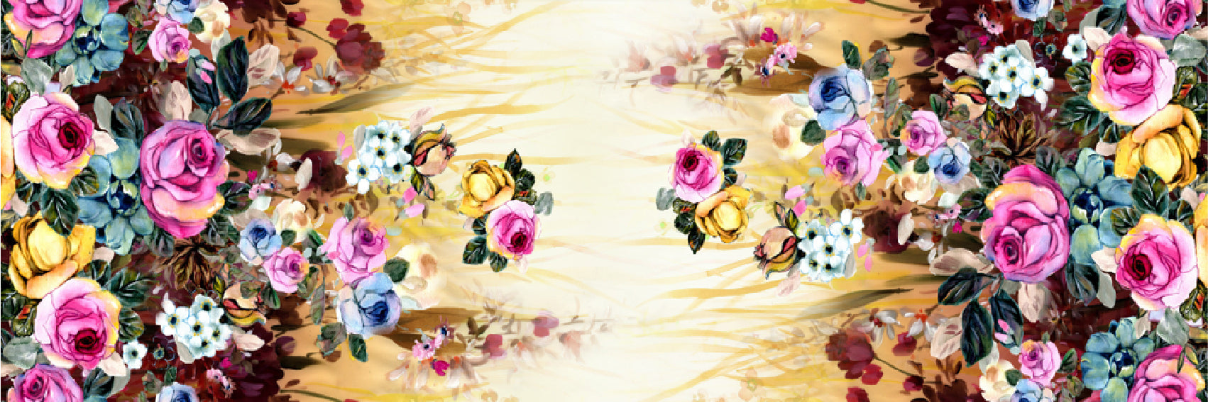 Panoramic Canvas Colorful Flowers Painting High Quality 100% Australian Made Wall Canvas Print Ready to Hang