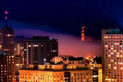 San Francisco City in California Night View Photograph Print 100% Australian Made