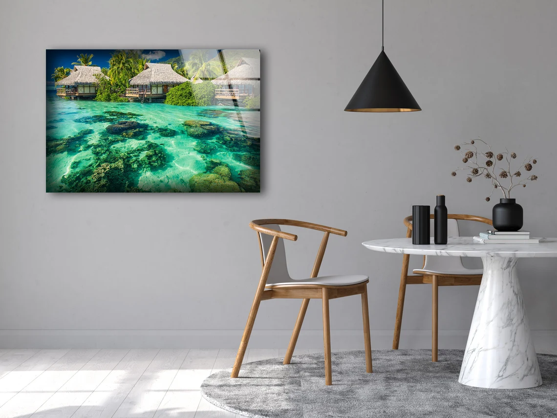 Beach Huts Photograph Acrylic Glass Print Tempered Glass Wall Art 100% Made in Australia Ready to Hang