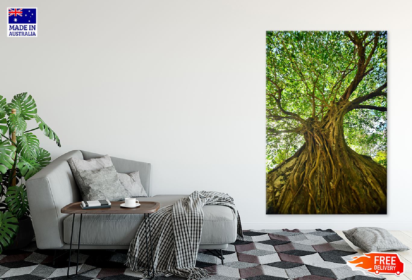 Green Old Tree in Forest View Photograph Print 100% Australian Made