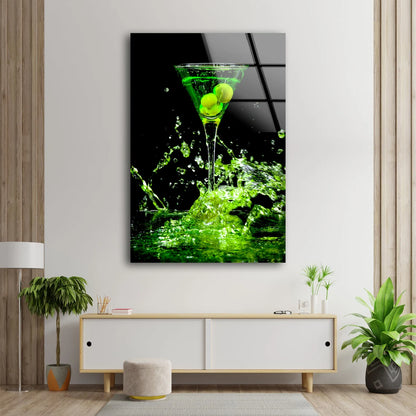 Green Cocktail Glass Acrylic Glass Print Tempered Glass Wall Art 100% Made in Australia Ready to Hang