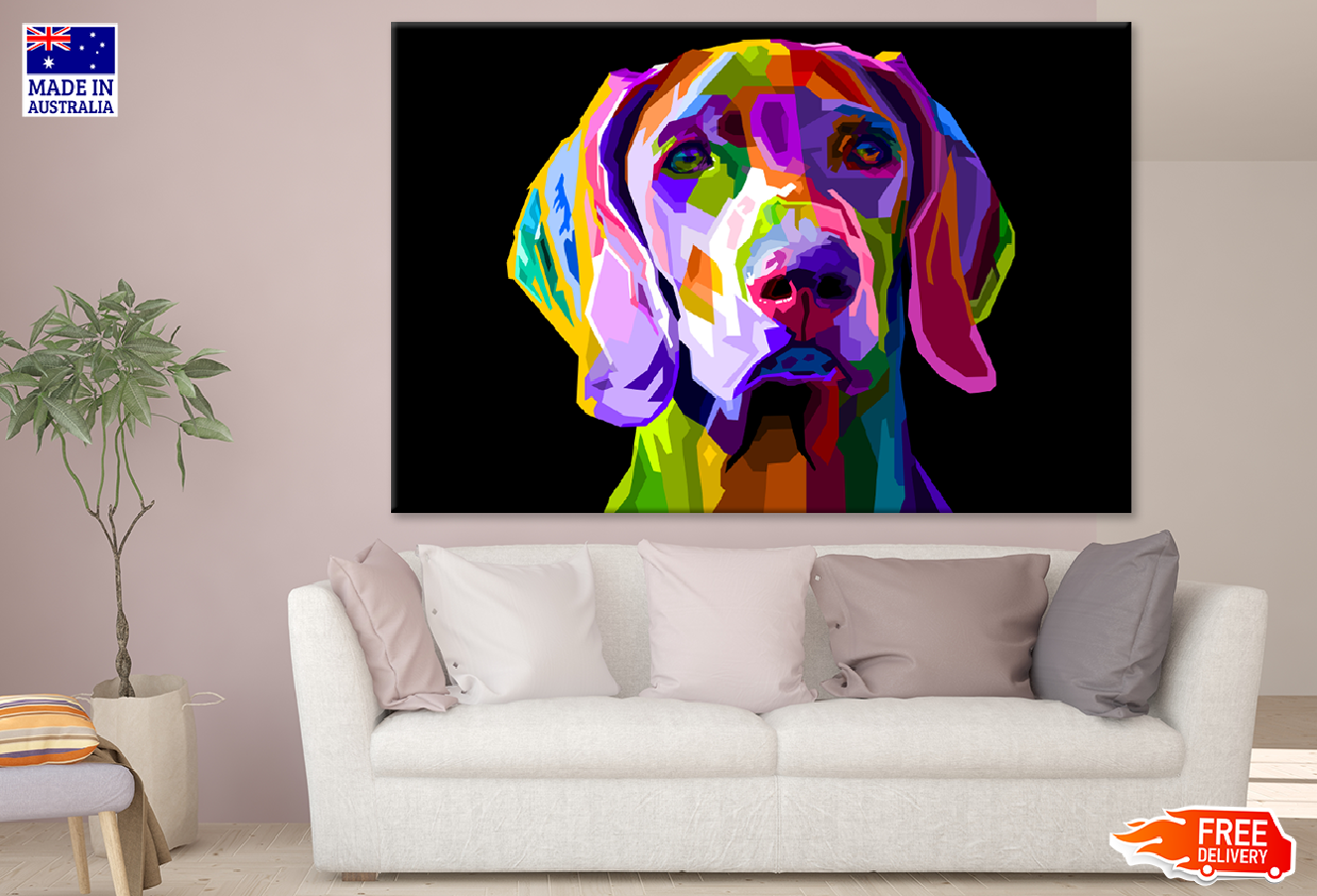 Colorful Dog Portrait Abstract Design Print 100% Australian Made