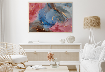Blue Pink & Gold Abstract Design Home Decor Premium Quality Poster Print Choose Your Sizes
