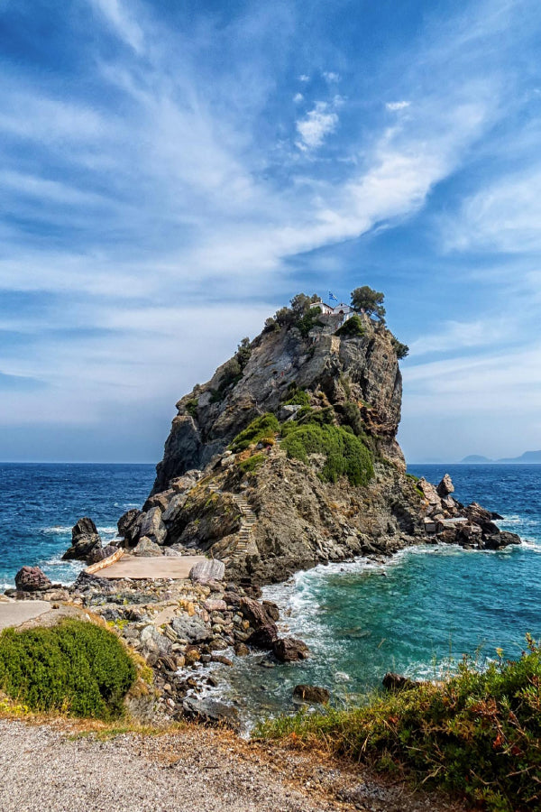 Church on Rock Skopelos Island View Photograph Print 100% Australian Made