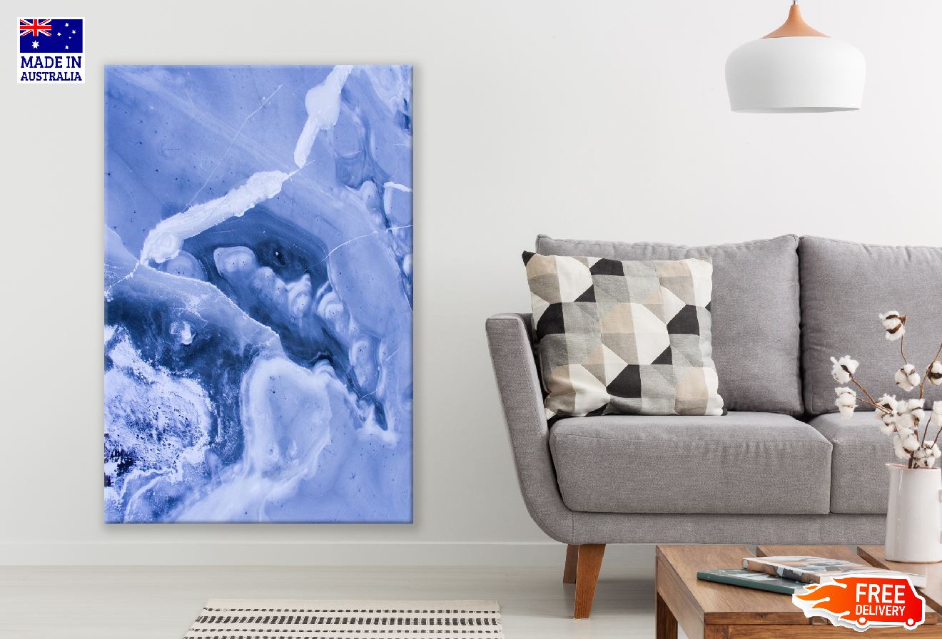White & Blue Abstract Design Print 100% Australian Made