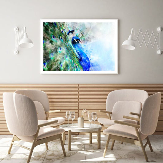 Peacock Face Watercolor Painting Home Decor Premium Quality Poster Print Choose Your Sizes