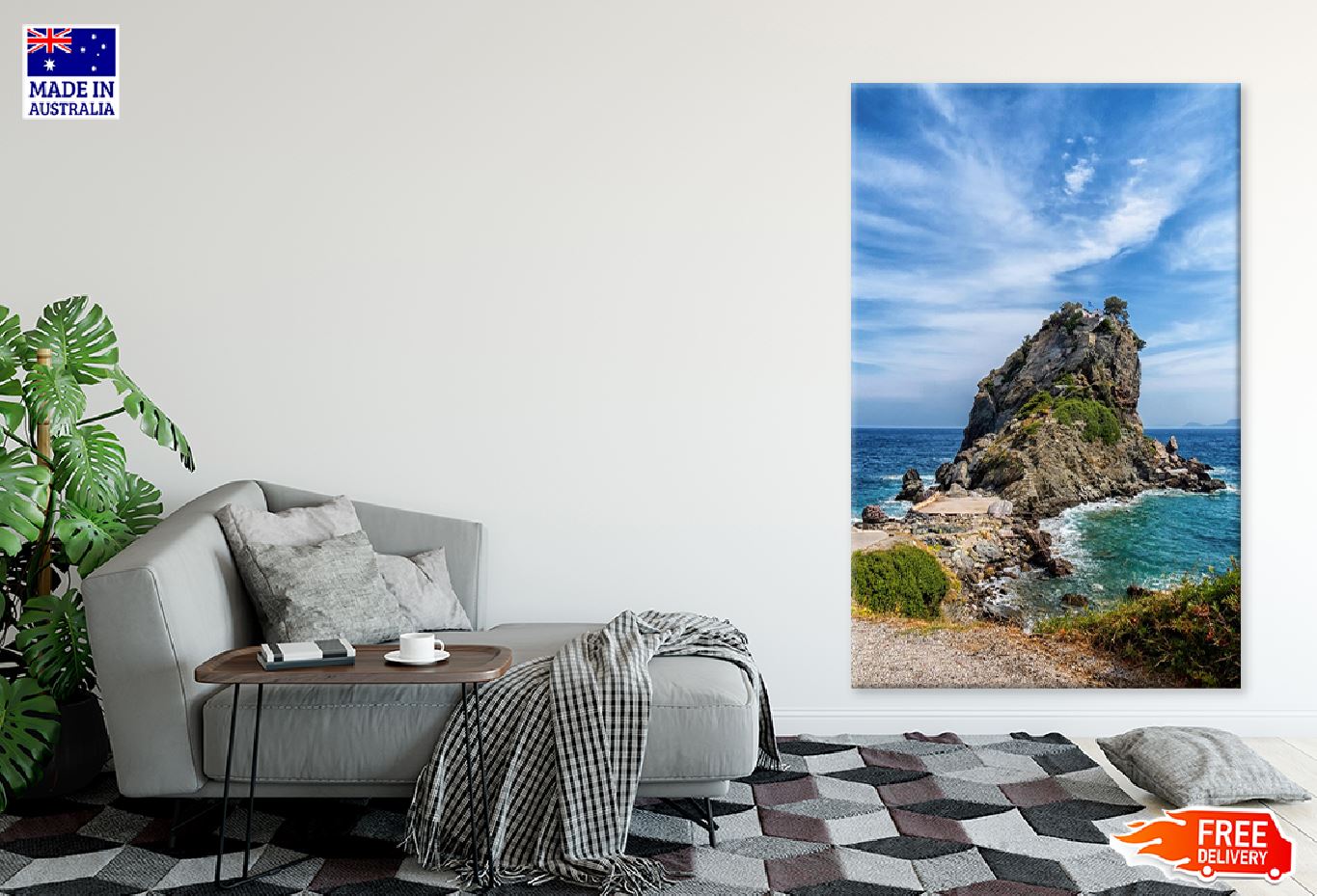 Church on Rock Skopelos Island View Photograph Print 100% Australian Made