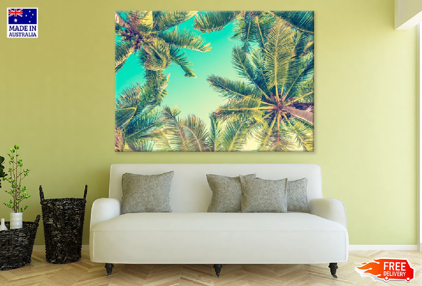 Sky & Palm Trees View From Below Photograph Print 100% Australian Made