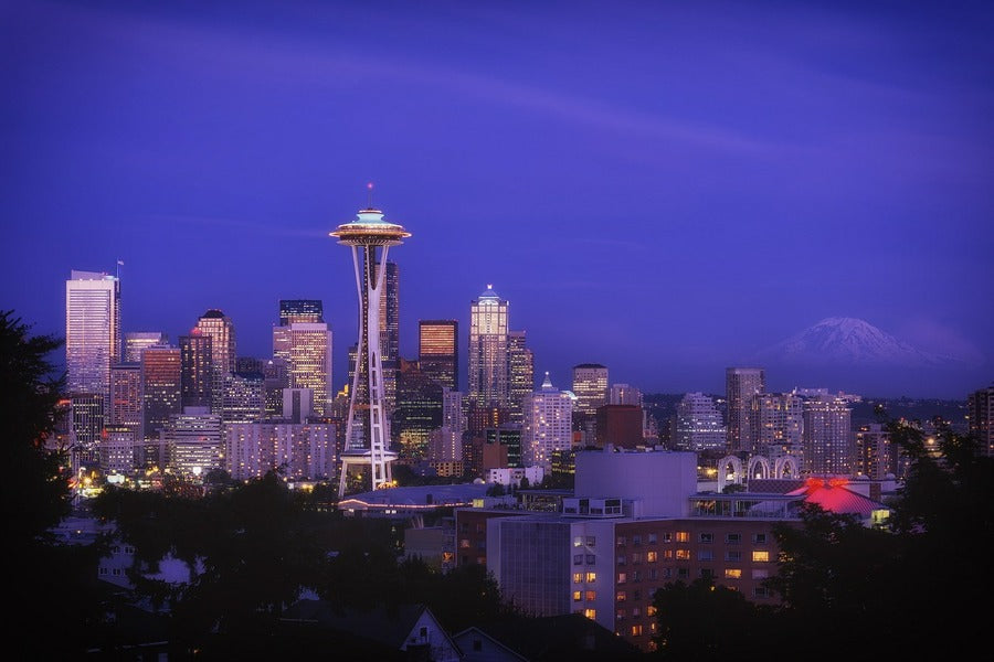 Seattle, Washington Night View Photograph Print 100% Australian Made