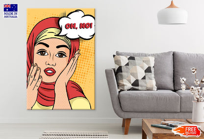 OH NO Chat Bubble & Girl with Head Cover Illustration Print 100% Australian Made