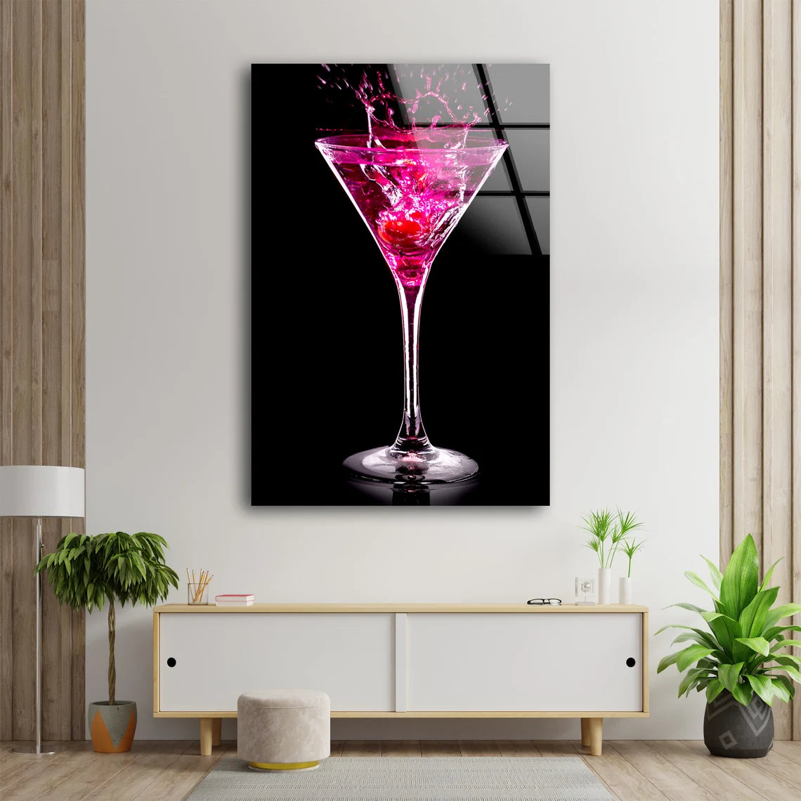 Pink Cocktail Glass Acrylic Glass Print Tempered Glass Wall Art 100% Made in Australia Ready to Hang