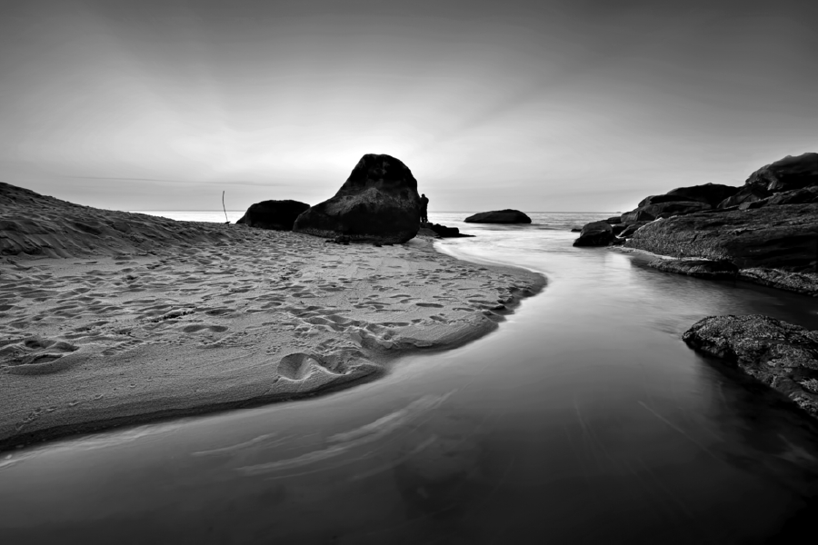 Sea Shore & Sky View B&W Photograph Print 100% Australian Made