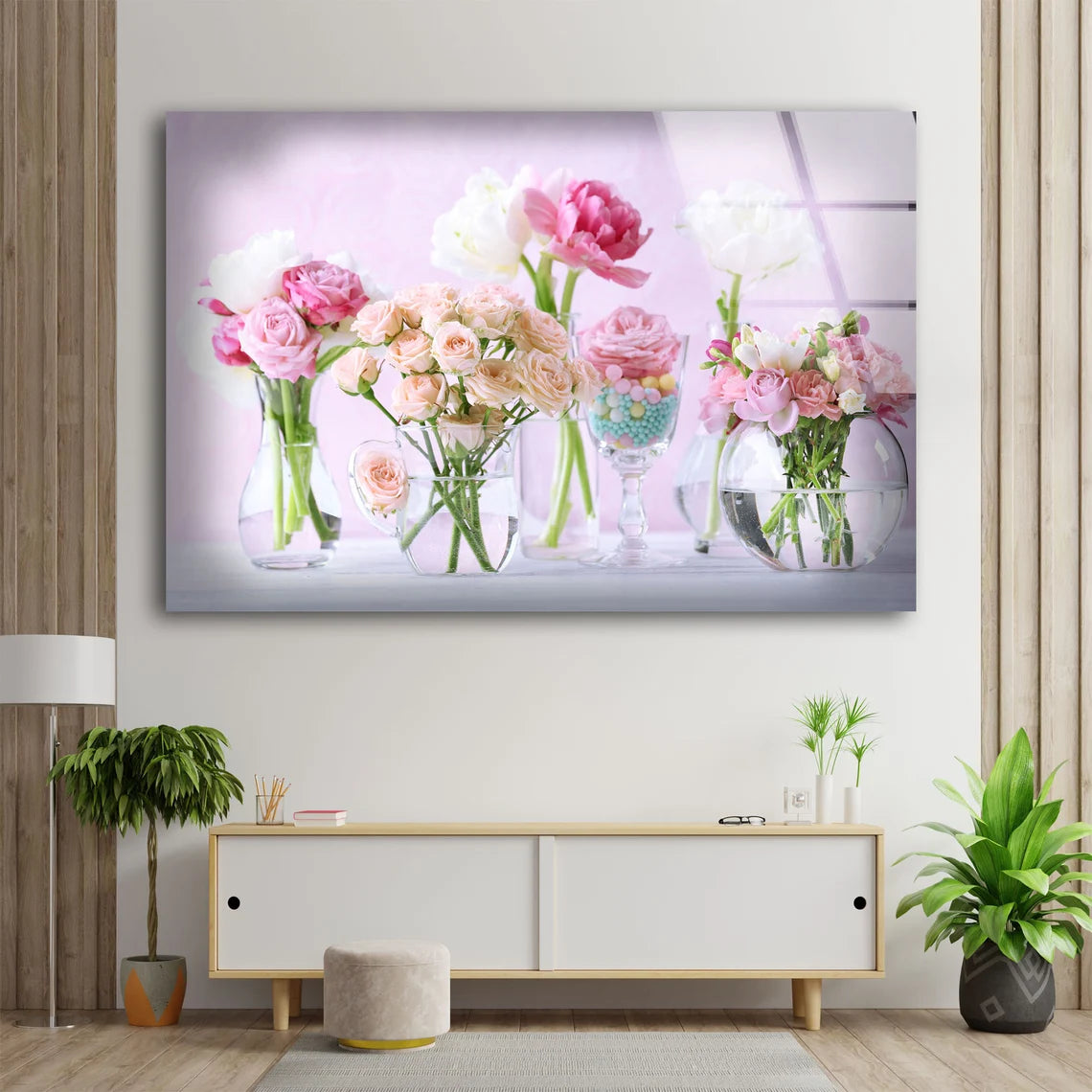 Flower Vases on Table Photograph Acrylic Glass Print Tempered Glass Wall Art 100% Made in Australia Ready to Hang