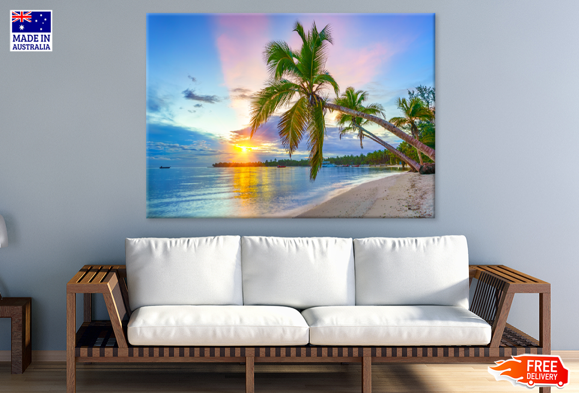 Palm Trees & Sunset Sky Scenery View Photograph Print 100% Australian Made