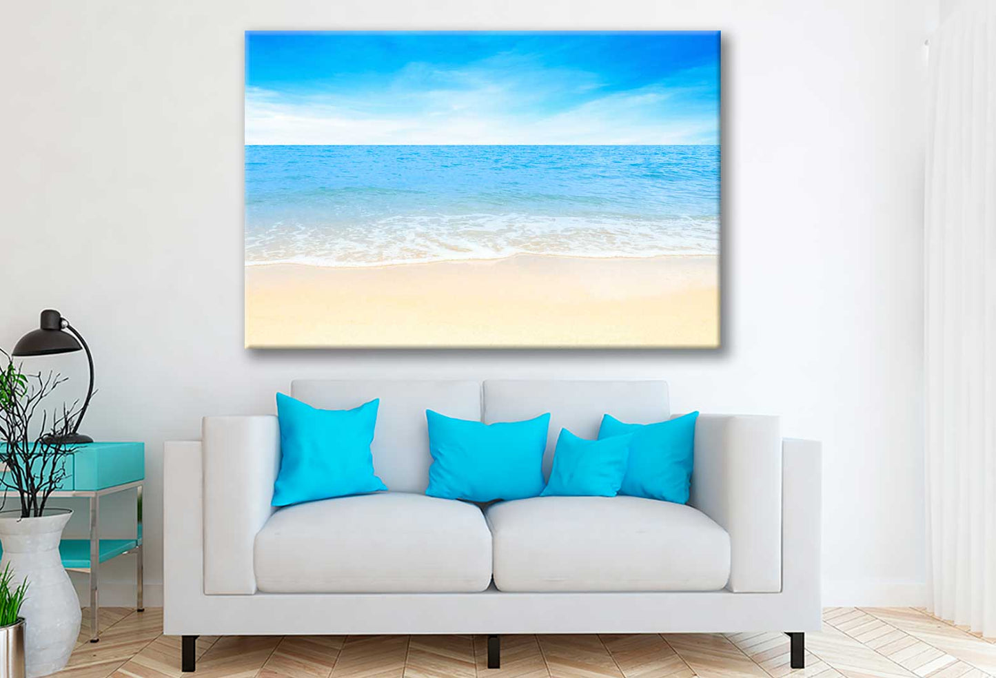 Bella Home Sandy Beach & Blue Cloudy Sky Print Canvas Ready to hang