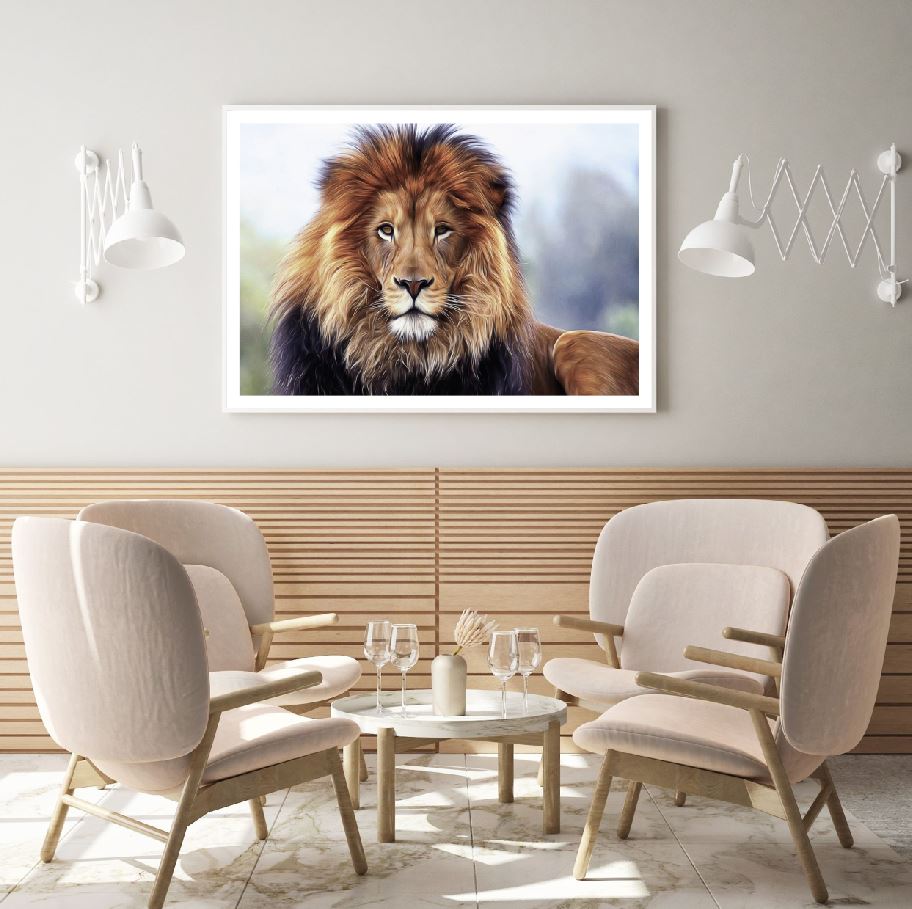 Lion Portrait Oil Painting Home Decor Premium Quality Poster Print Choose Your Sizes