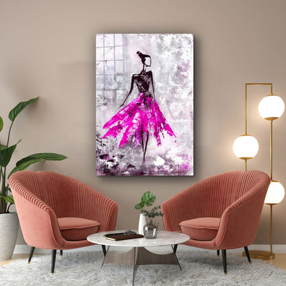 Pink Abstract Woman Print Tempered Glass Wall Art 100% Made in Australia Ready to Hang