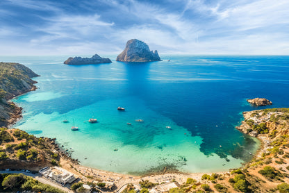 Bella Home View of Cala d’Hort, Ibiza Islands, Spain Print Canvas Ready to hang