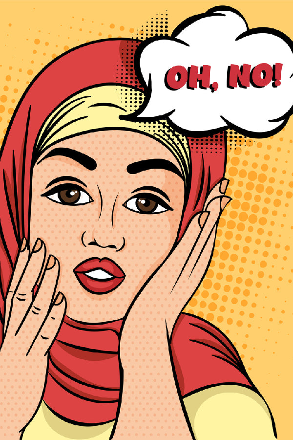OH NO Chat Bubble & Girl with Head Cover Illustration Print 100% Australian Made