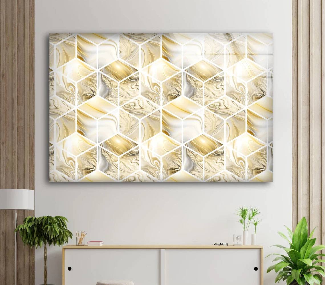 Gold Silver Abstract Pattern Design Acrylic Glass Print Tempered Glass Wall Art 100% Made in Australia Ready to Hang