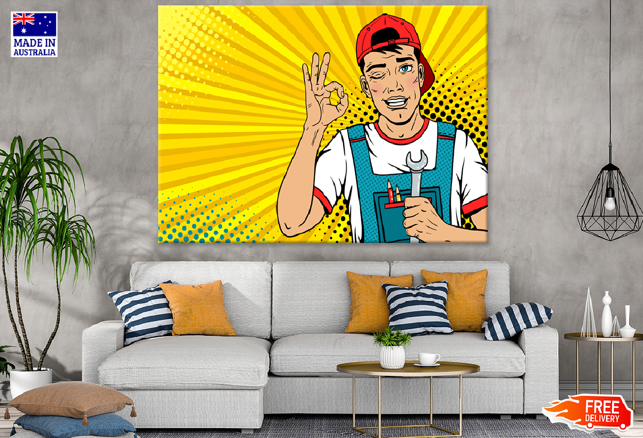 Boy Holds a Wrench Illustration Print 100% Australian Made