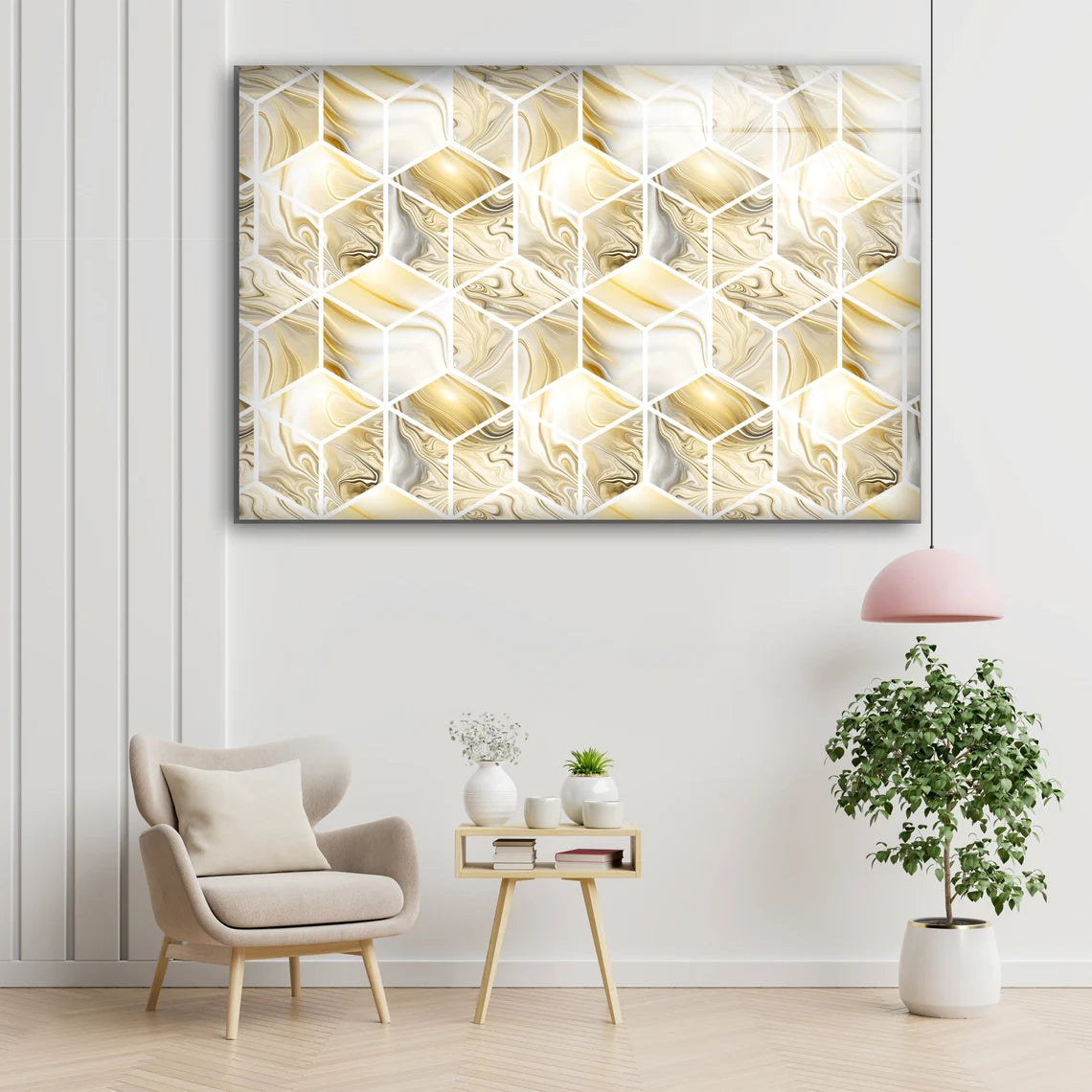 Gold Silver Abstract Pattern Design Acrylic Glass Print Tempered Glass Wall Art 100% Made in Australia Ready to Hang