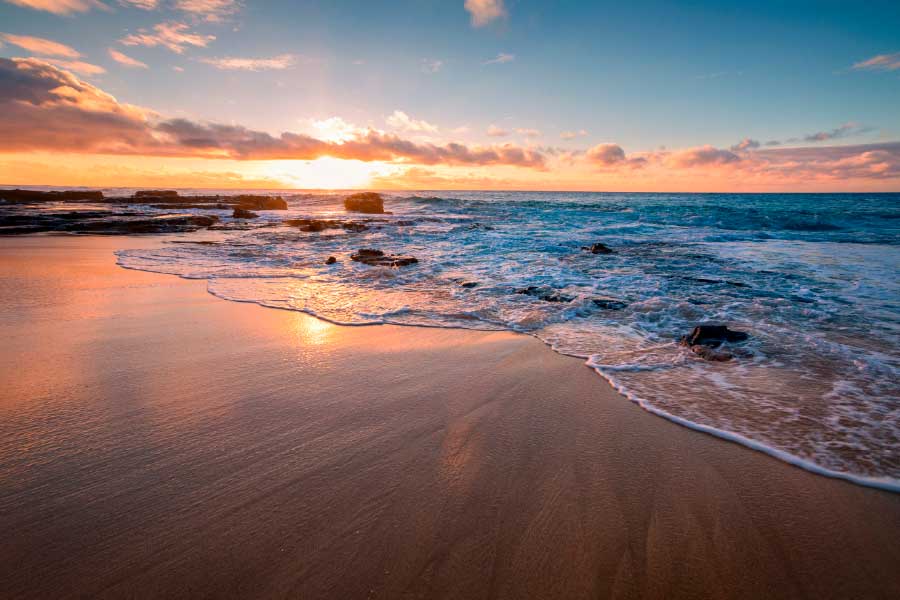 Bella Home Evening Sunset & Beach Waves Print Canvas Ready to hang