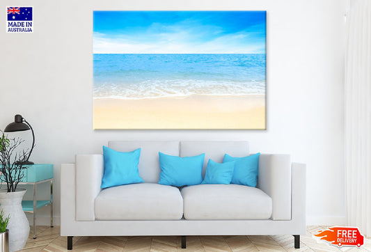 Sandy Beach & Blue Cloudy Sky View Photograph Print 100% Australian Made