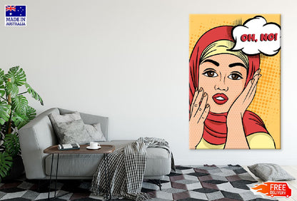 OH NO Chat Bubble & Girl with Head Cover Illustration Print 100% Australian Made
