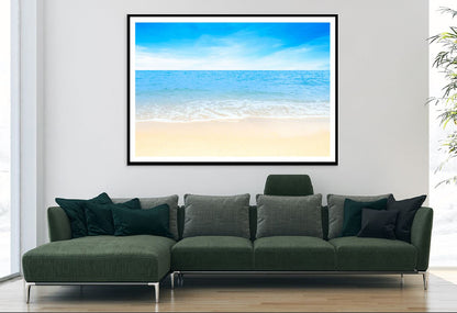 Sandy Beach & Blue Cloudy Sky Photograph Home Decor Premium Quality Poster Print Choose Your Sizes