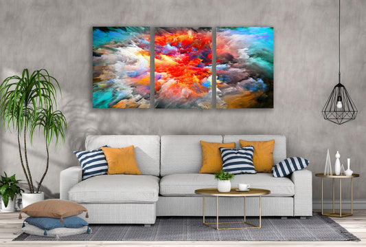 3 Set of Colorful Abstract Cloud Design High Quality Print 100% Australian Made Wall Canvas Ready to Hang