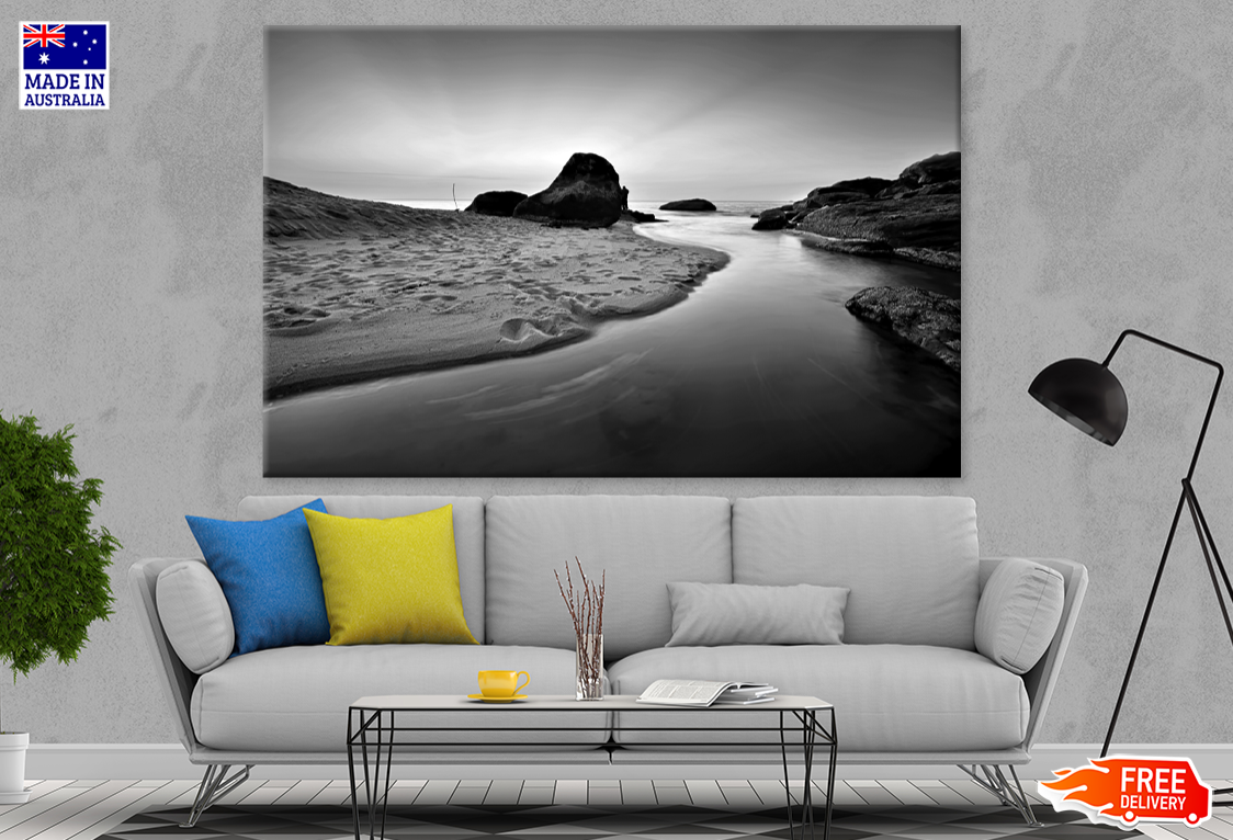 Sea Shore & Sky View B&W Photograph Print 100% Australian Made