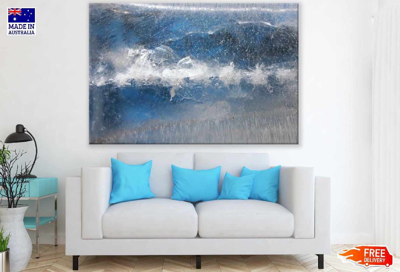 White Blue Watercolor Abstract Design Print 100% Australian Made