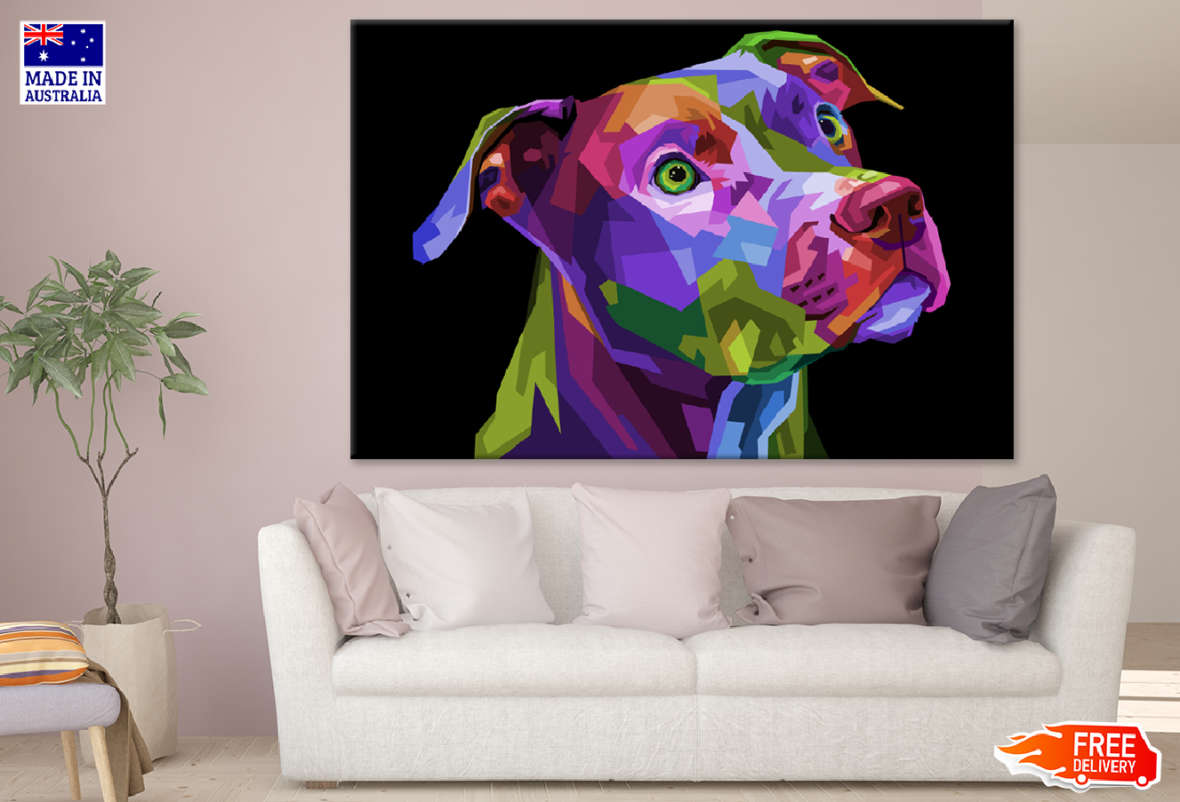 Colorful Dog Portrait Abstract Design Print 100% Australian Made