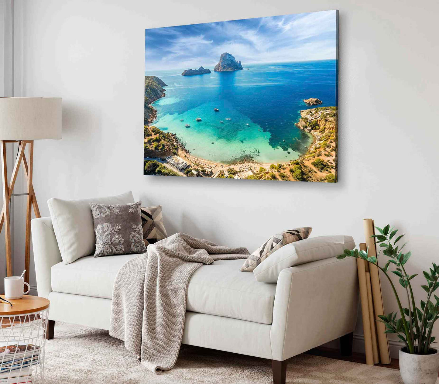 Bella Home View of Cala d’Hort, Ibiza Islands, Spain Print Canvas Ready to hang