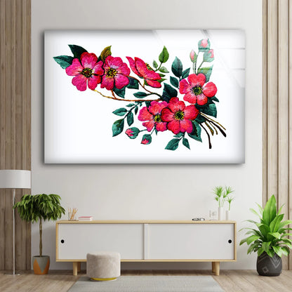 Pink Floral Art Design Acrylic Glass Print Tempered Glass Wall Art 100% Made in Australia Ready to Hang