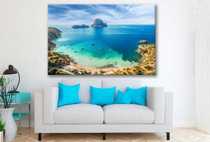 Bella Home View of Cala d’Hort, Ibiza Islands, Spain Print Canvas Ready to hang
