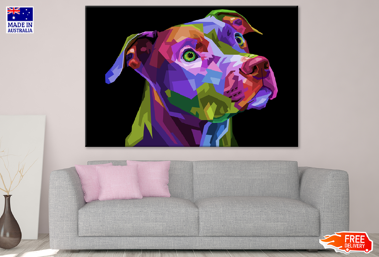 Colorful Dog Portrait Abstract Design Print 100% Australian Made