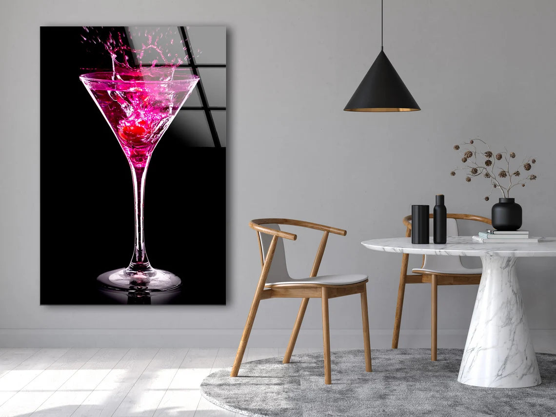 Pink Cocktail Glass Acrylic Glass Print Tempered Glass Wall Art 100% Made in Australia Ready to Hang