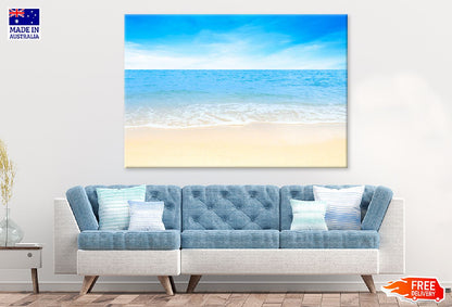 Sandy Beach & Blue Cloudy Sky View Photograph Print 100% Australian Made